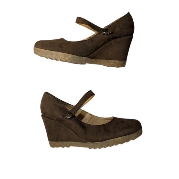NWOB VITTORIO D' FIRENZE  Wedge Mary Jane Brown Size 8 - Picture 1 of 6